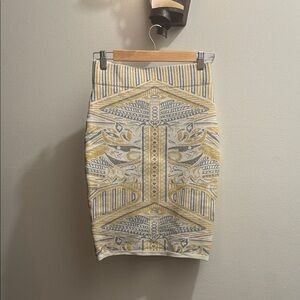 Yellow and Gray Patterned Skirt